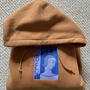 Obey Tan Hoodie with Purple/Blue Artwork